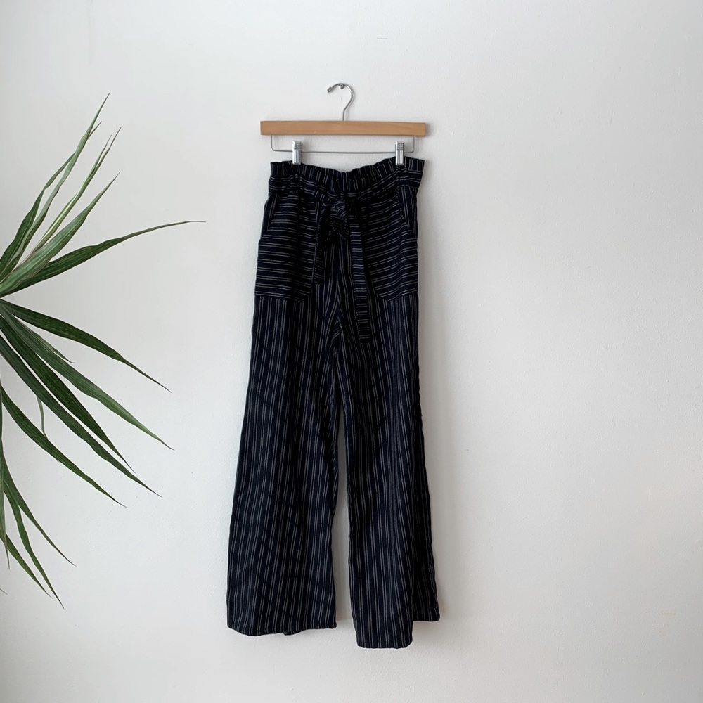 Casual Wide Leg Paper Bag Pants